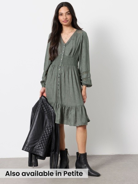 Olive Green - Jacquard Mini Dress