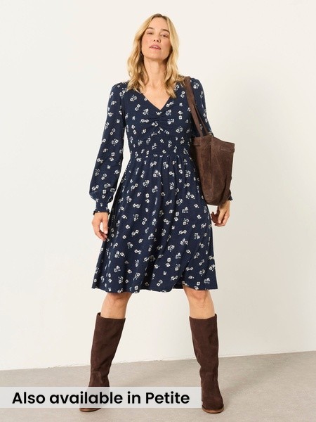 Navy Ditsy Floral - Jersey Dress