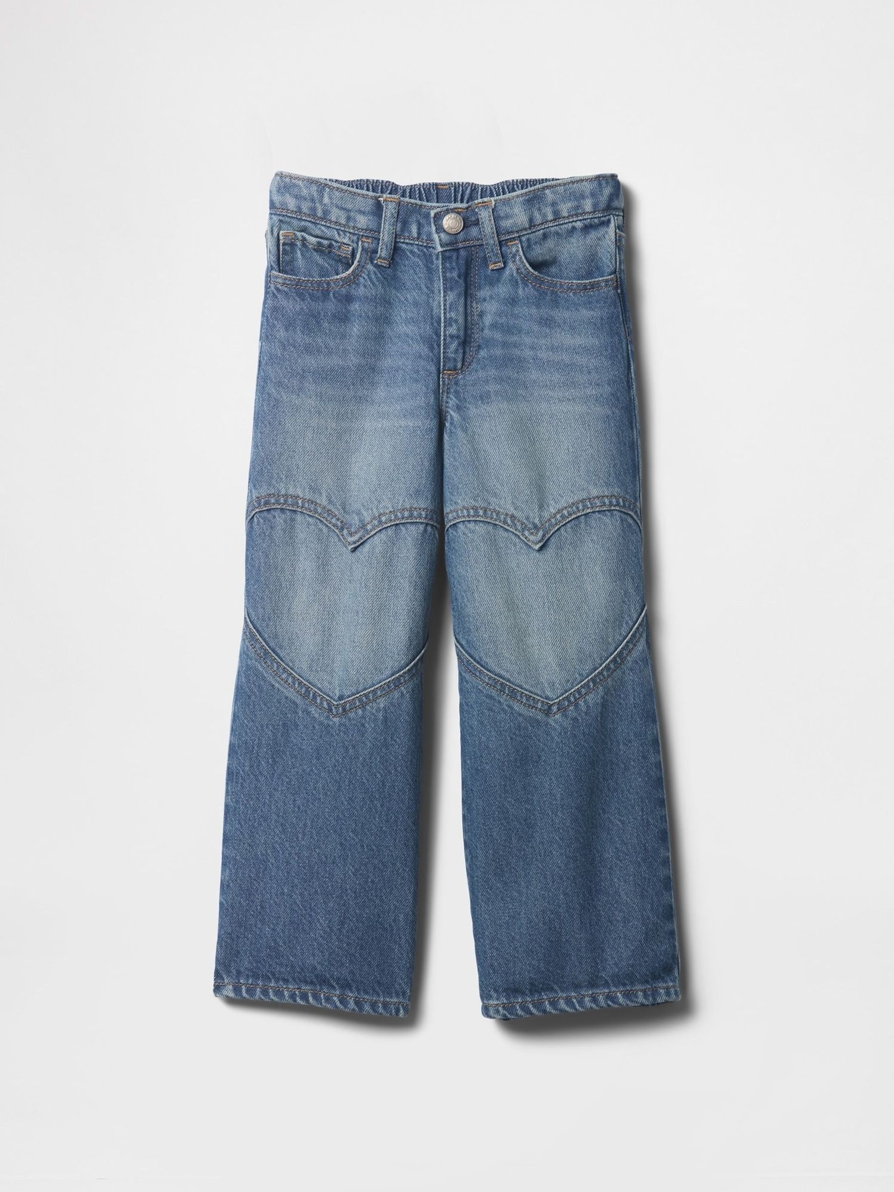 Medium Wash - Wide-leg Heart Jeans