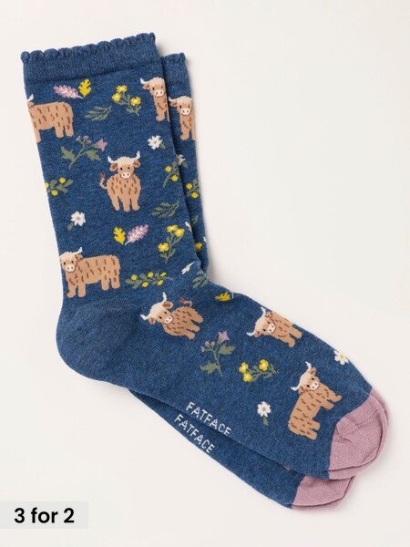 Navy - Highland Cow Socks
