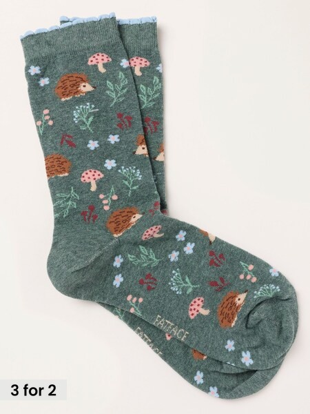 Green - Hedgehog Socks