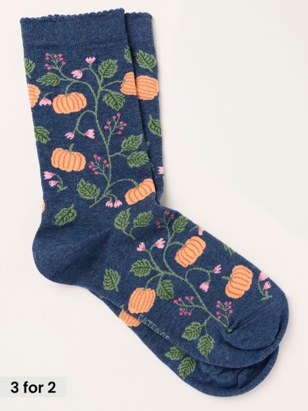 Navy - Pumpkin Socks