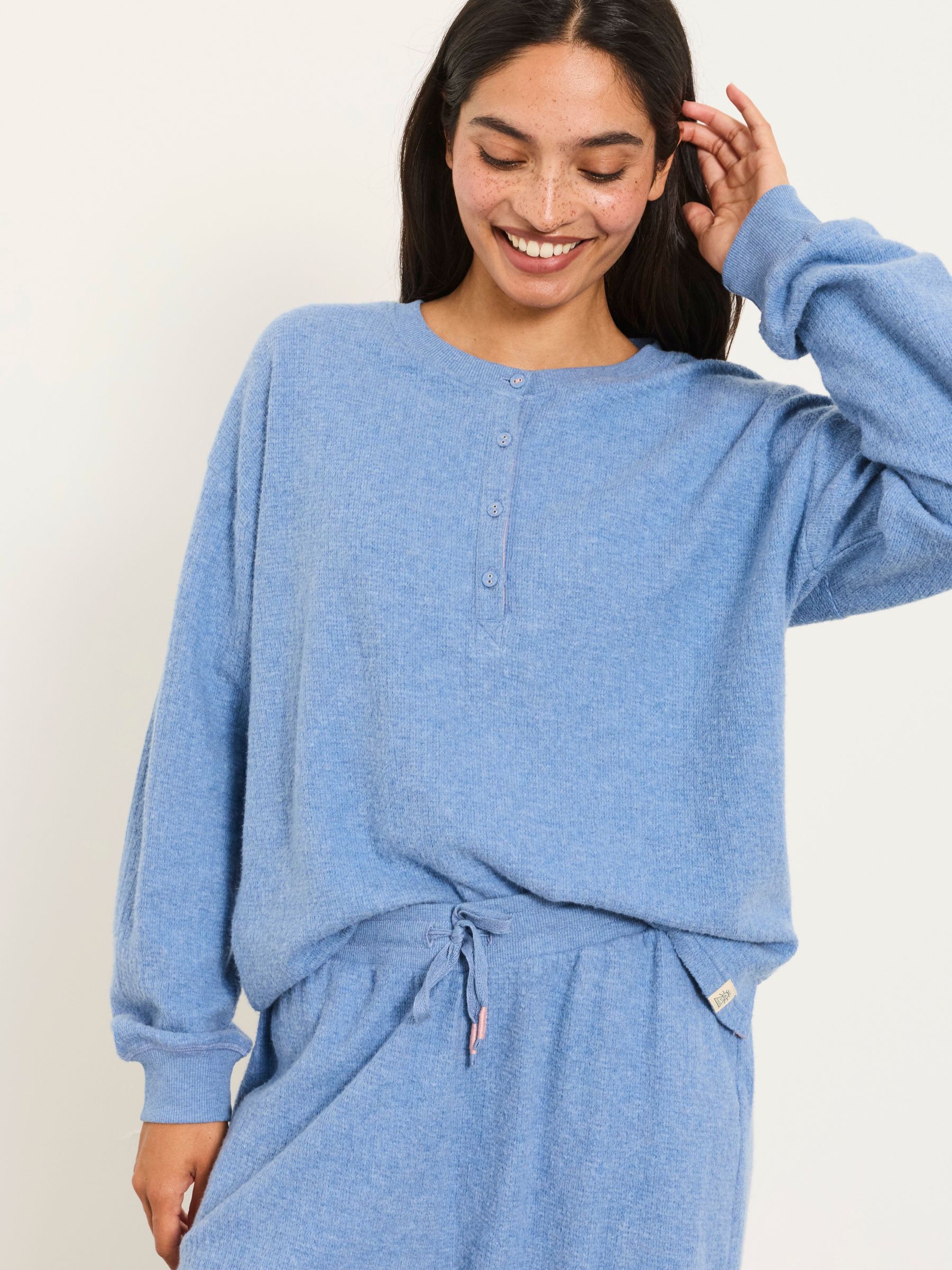 Blue - Henley Lounge Top
