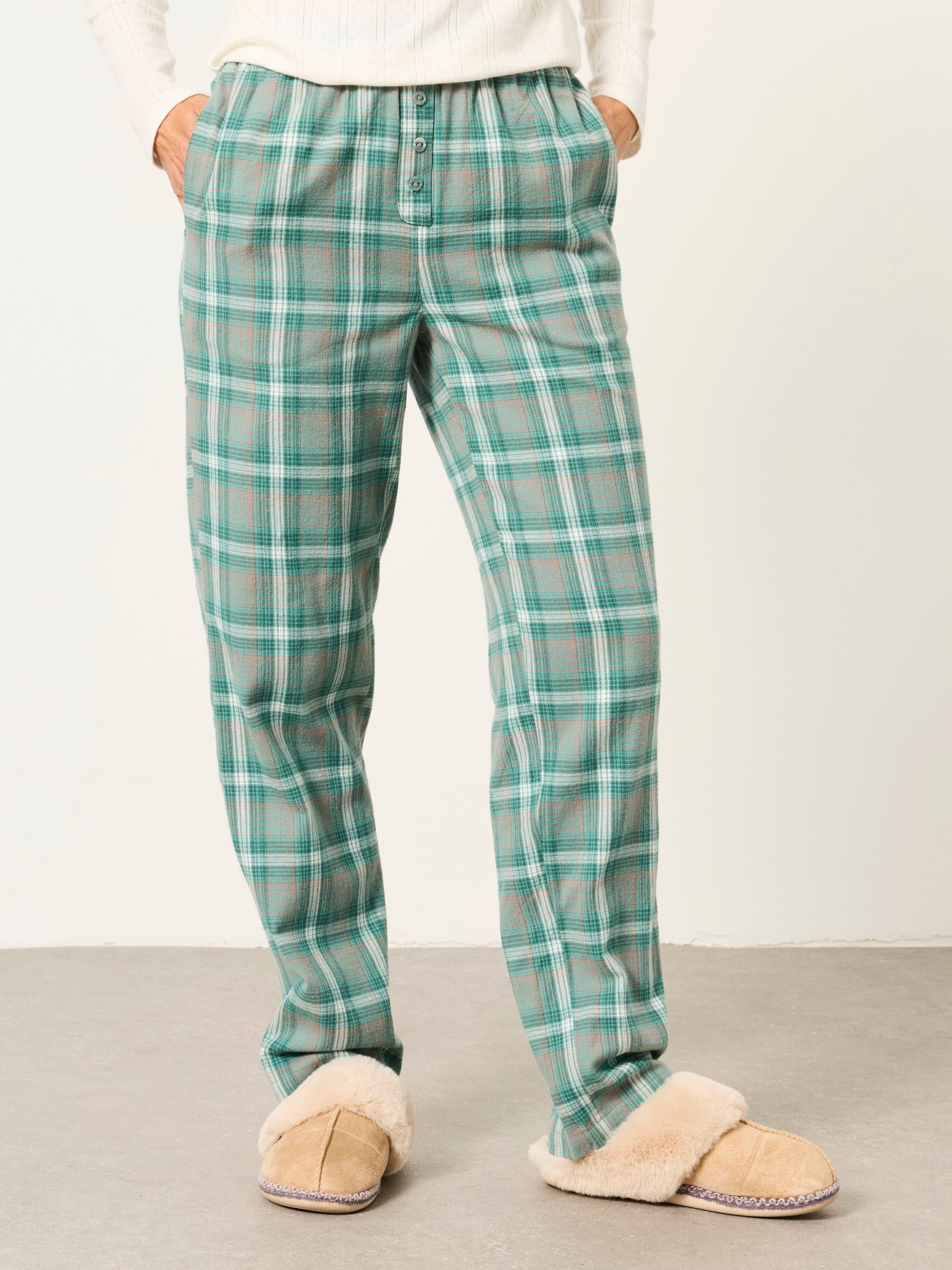 Light Teal - Check Relaxed Pyjama Bottoms