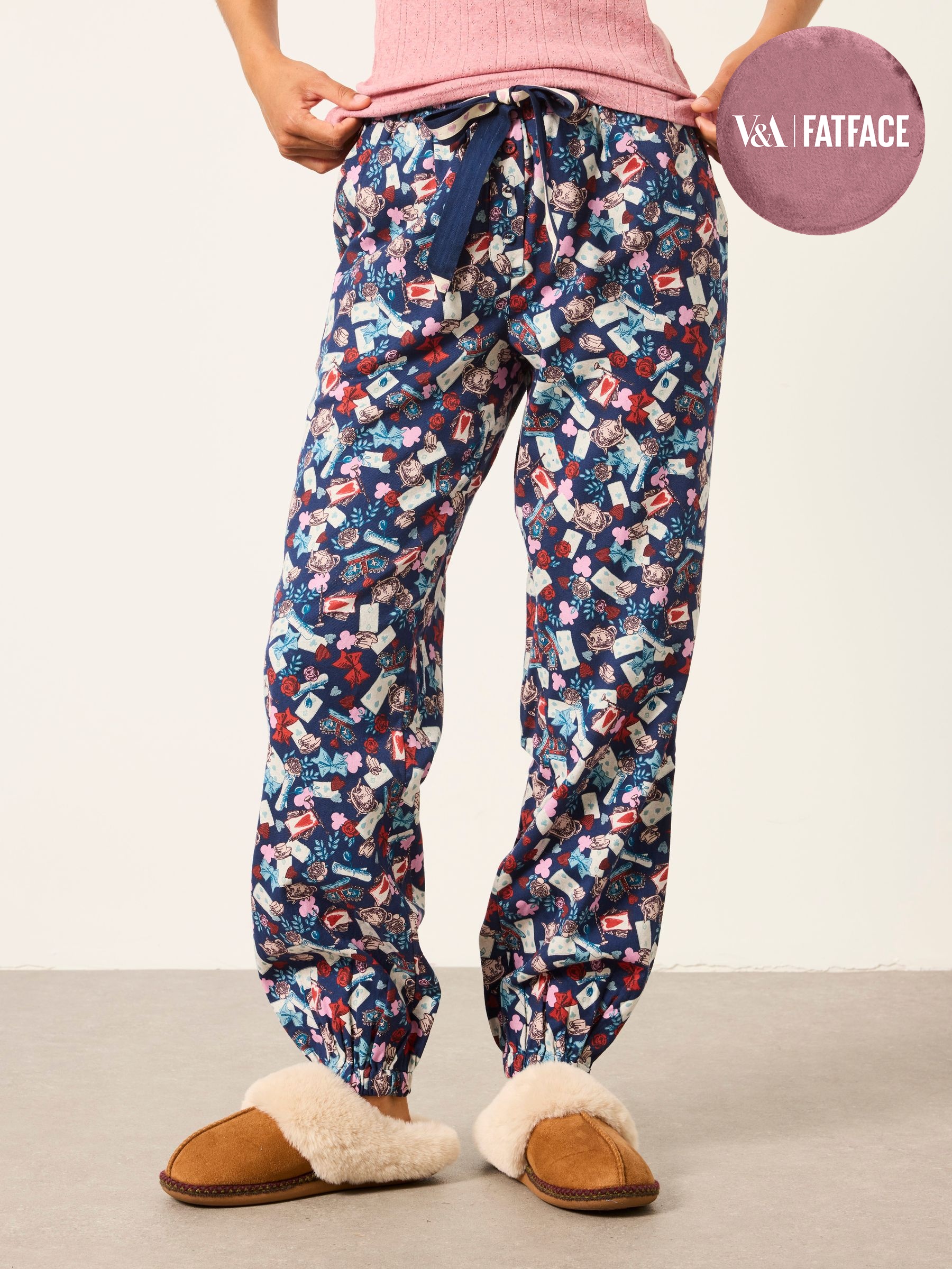 Navy - Tea Party Cuffed Pyjama Bottoms