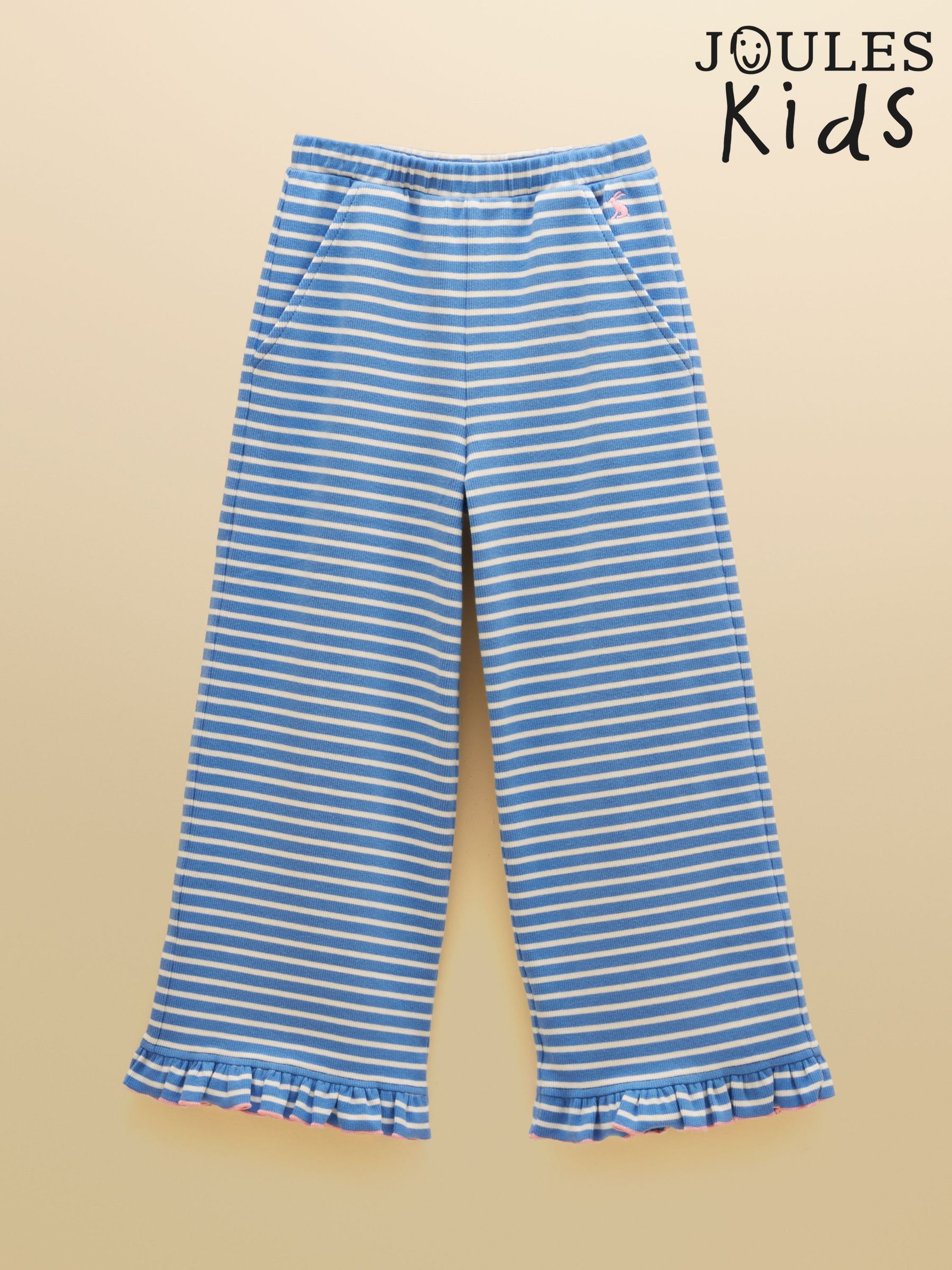 Blue & White - Rib Frill Trousers