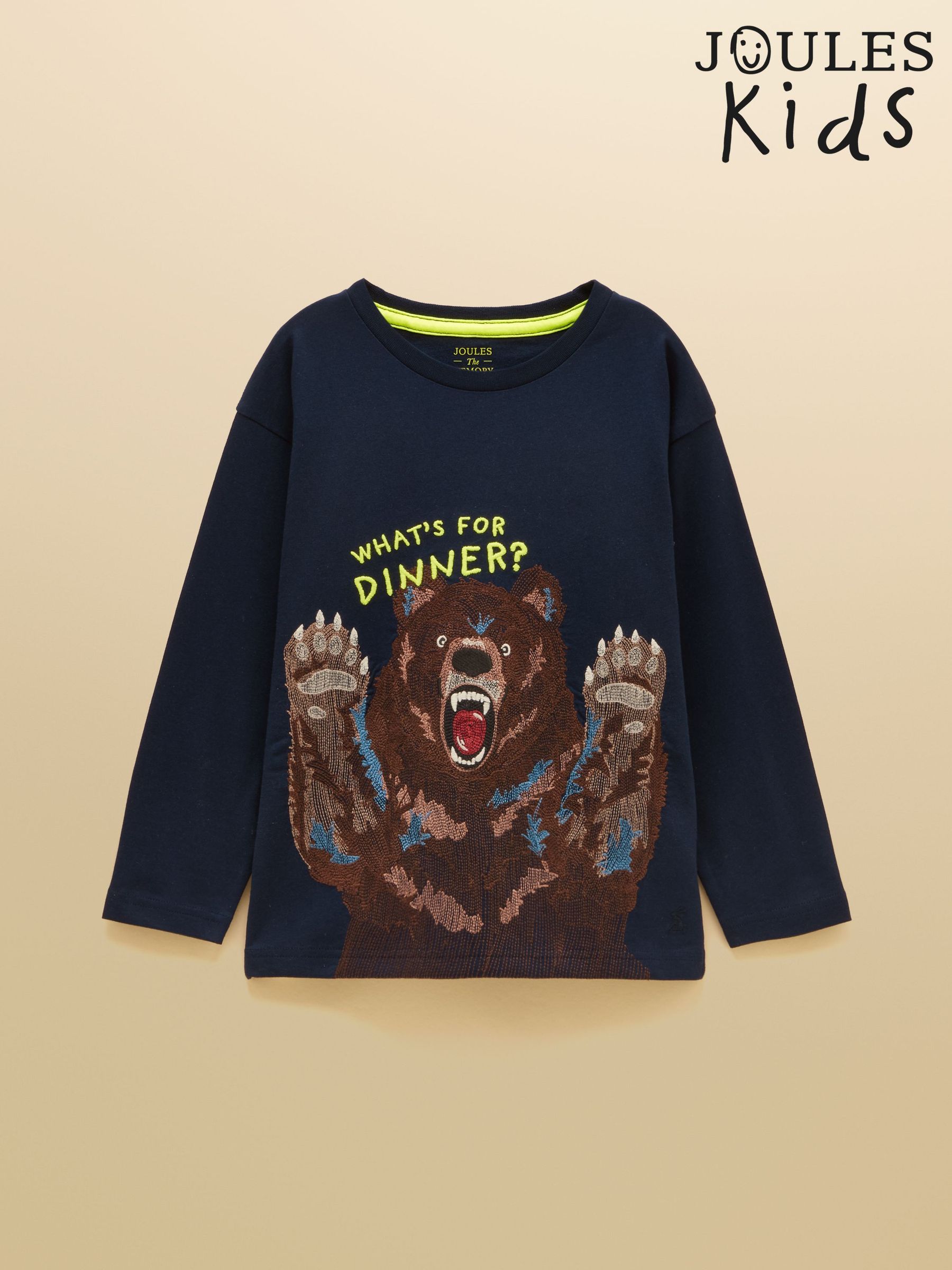 Navy - Long Sleeve Applique Graphic T-shirt