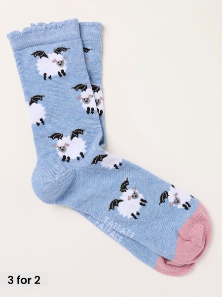 Blue - Halloween Bat Sheep Socks