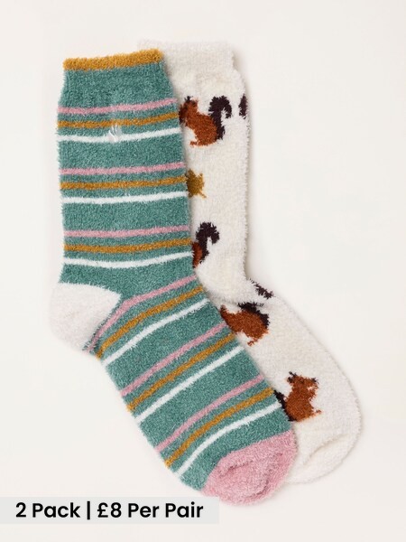 Ivory/Stripe - Fluffy Squirrel Socks