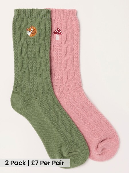 Green - Cable Woodland Socks