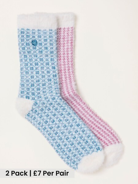 Blue - 2 Pairs Of Fluffy Socks