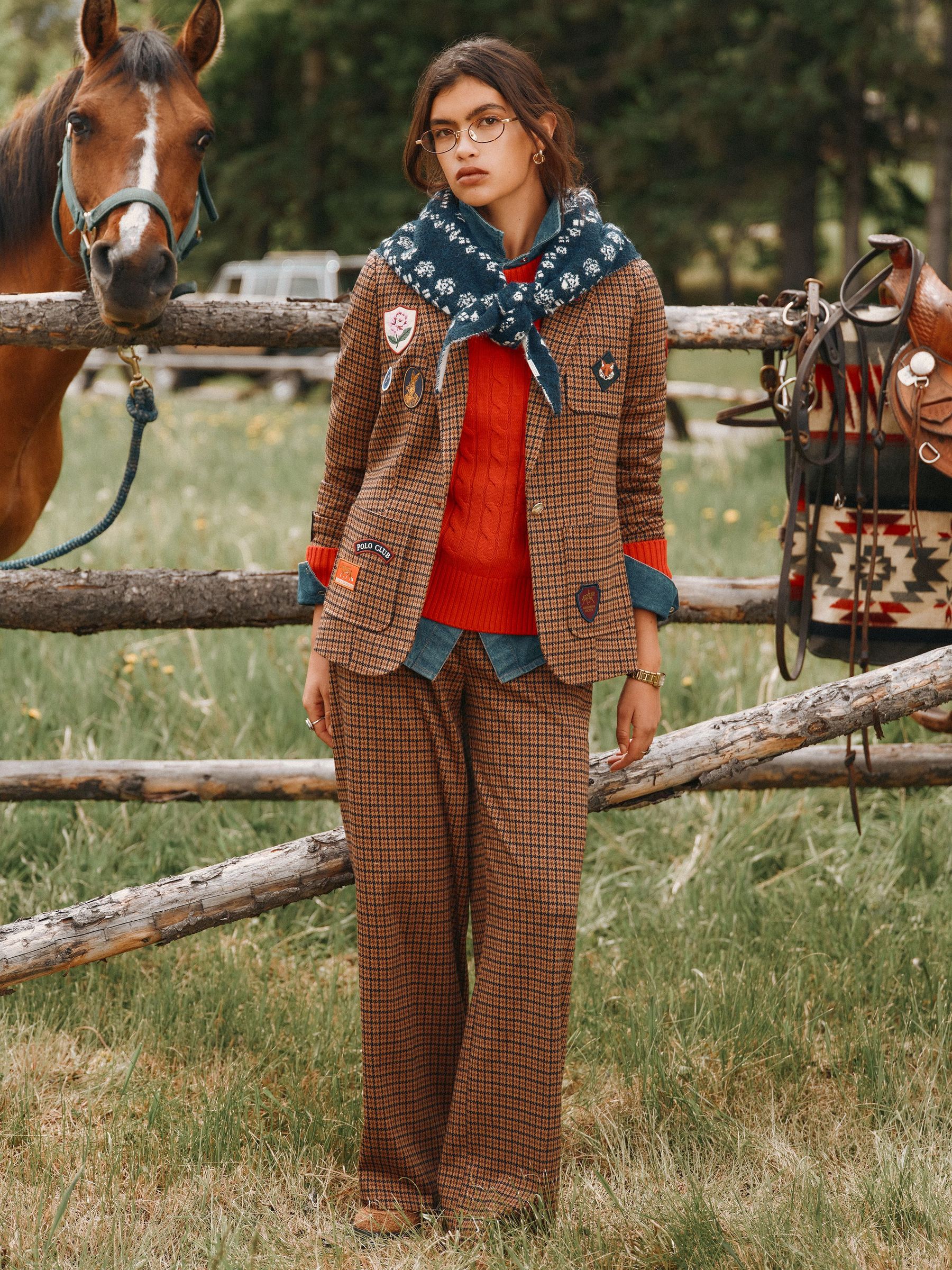 Brown - Dogtooth Wide Leg Trouser