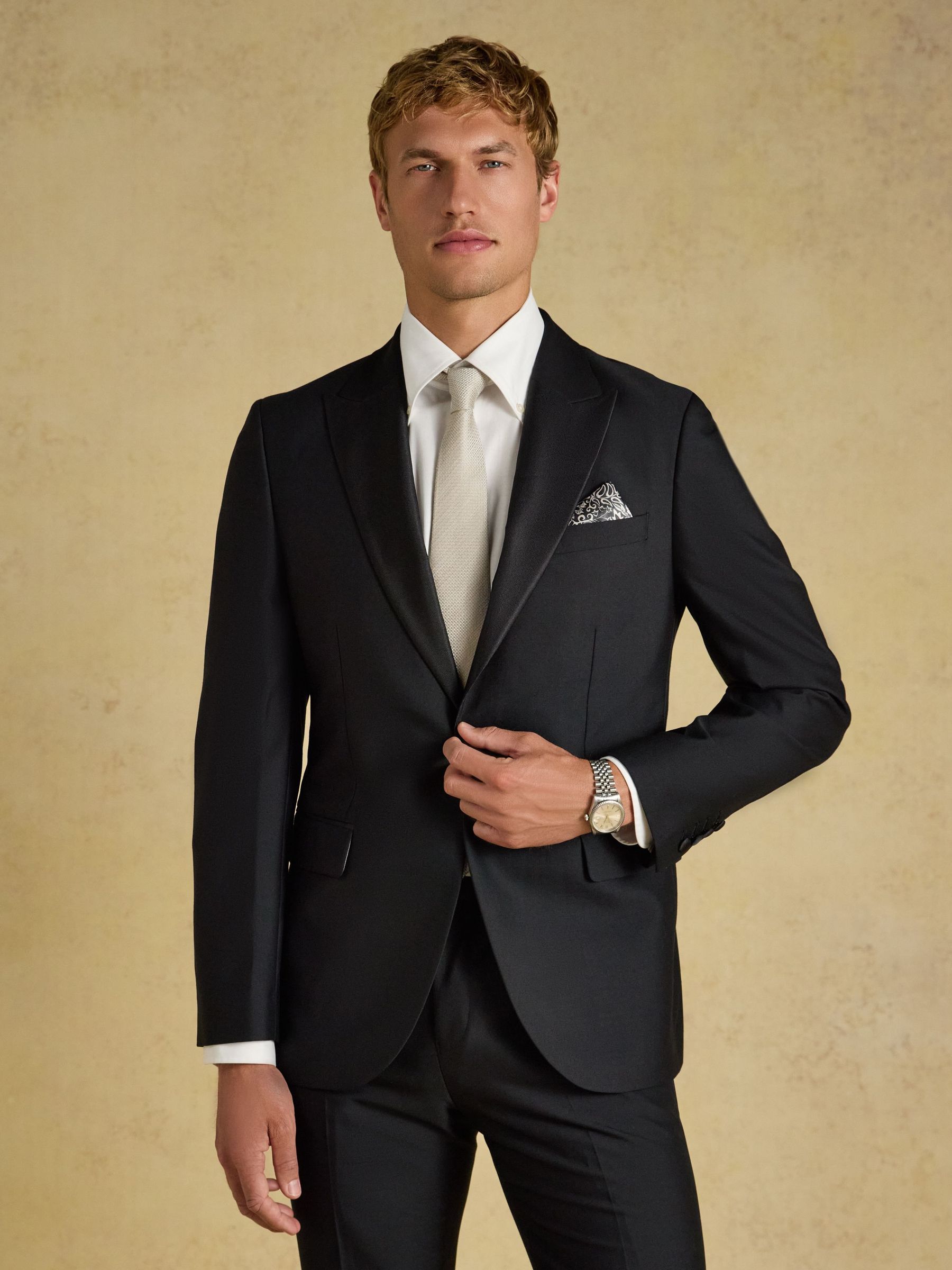 Black - Regular Slim Fit Tuxedo Suit Jacket