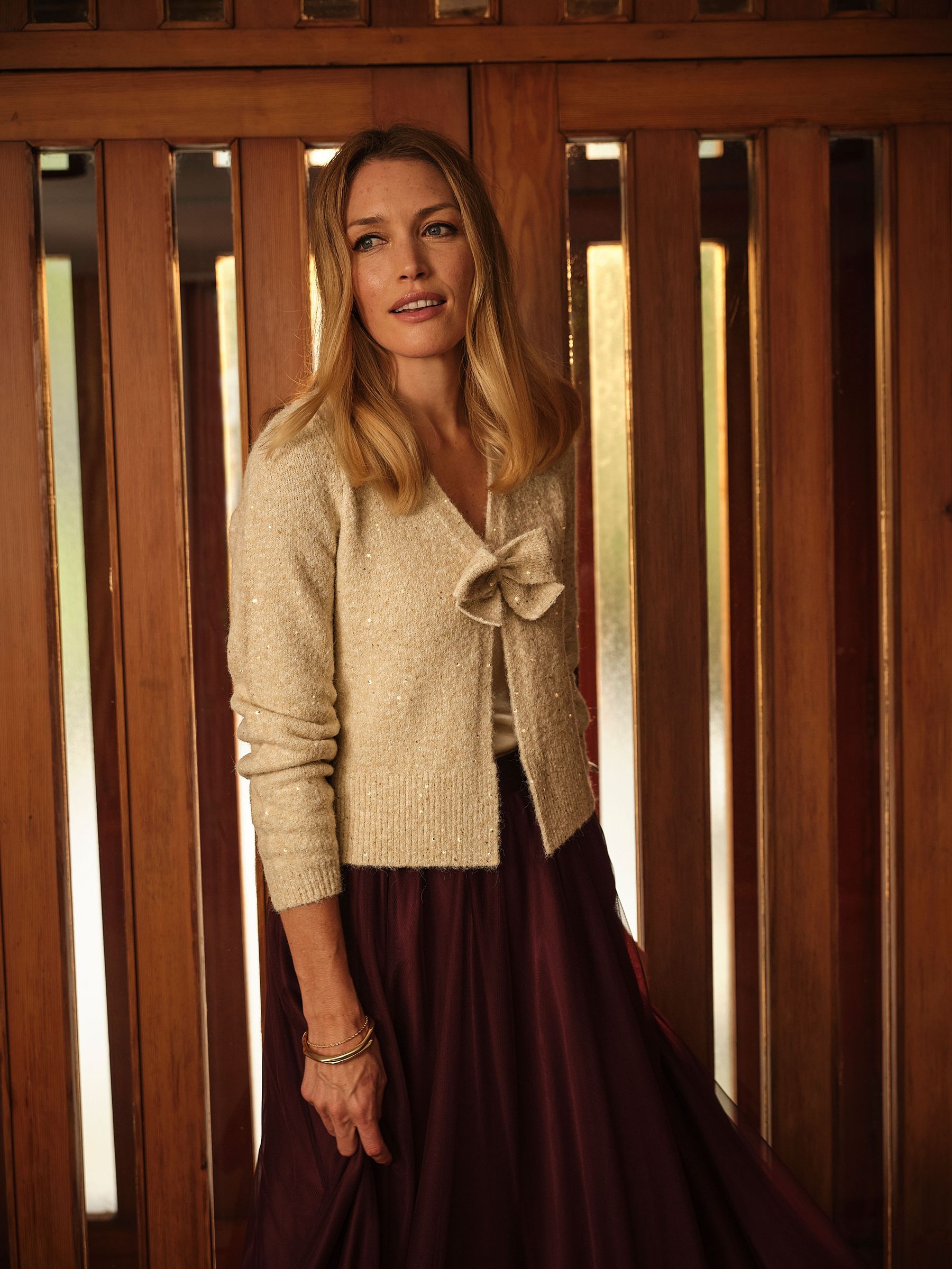 Ivory - Sparkle Bow Front Cardigan