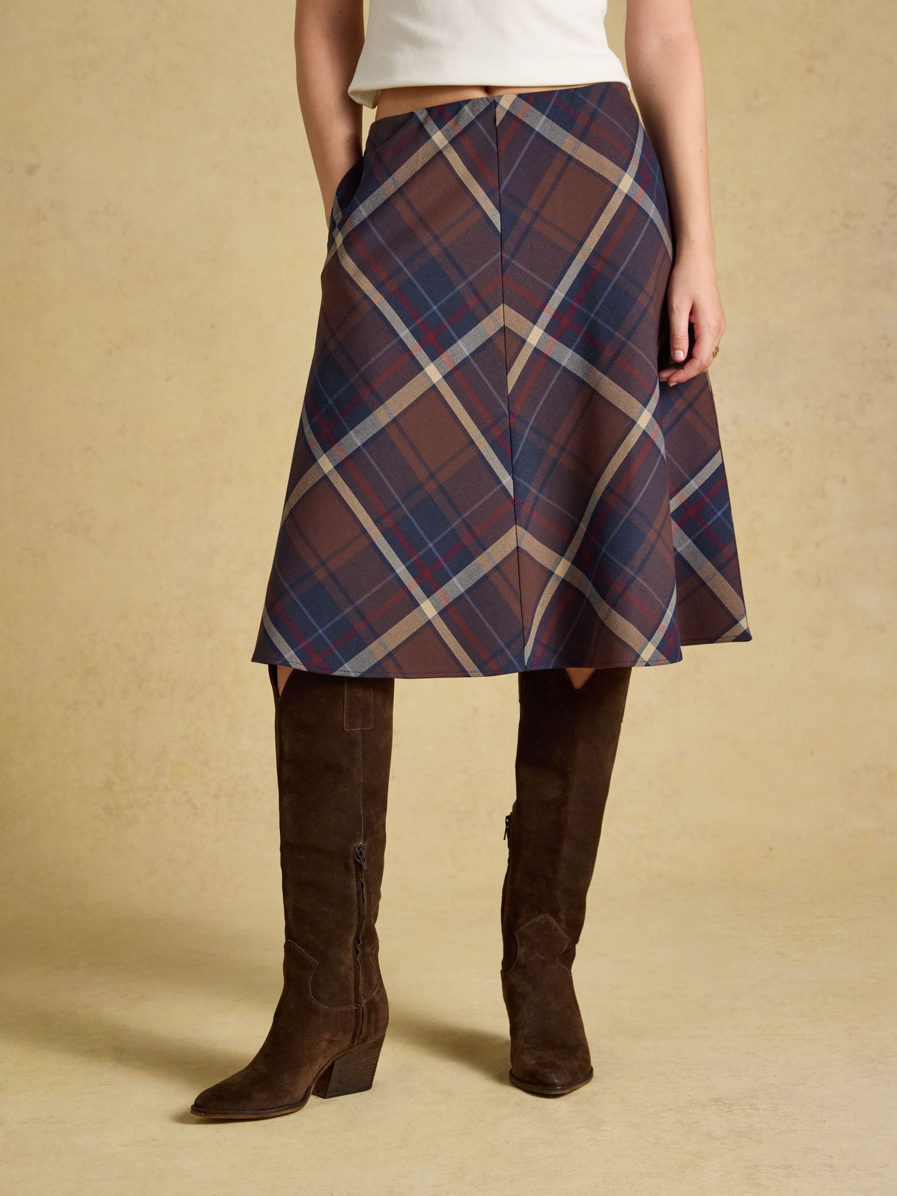 Navy Check - Short Panel Skirt