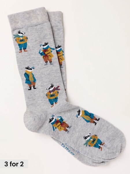 Grey - Regular Badger Socks