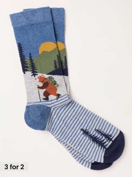 Blue - Regular Hiking Bear Socks