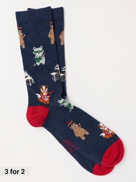 Navy - Regular Animal Band Socks