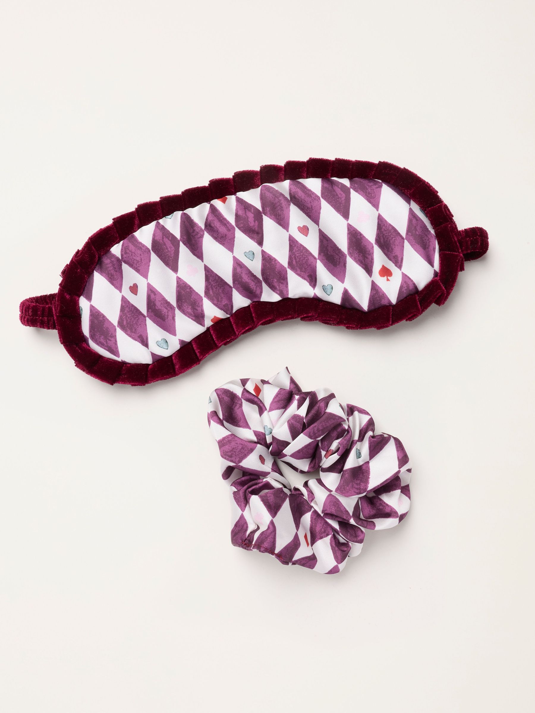 Purple - Printed Eye Mask And Scrunchie Set