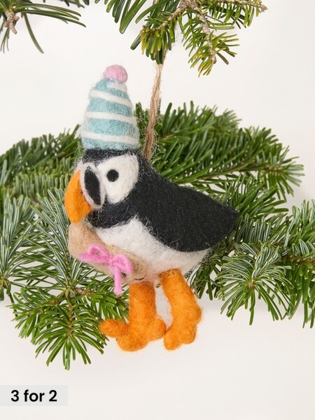 Party Puffin Felt Christmas Decoration