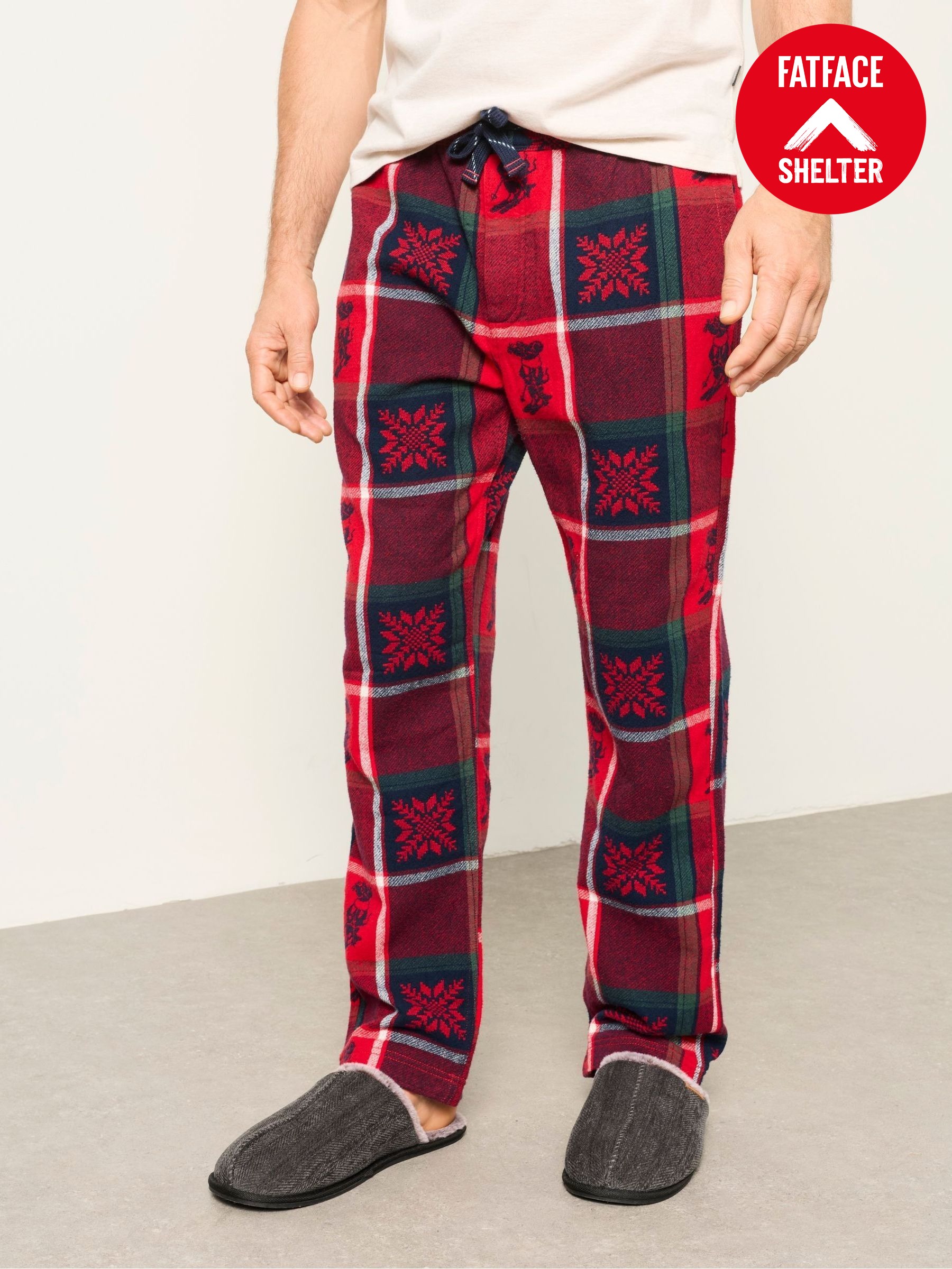 Red - Regular Shelter Jacquard Christmas Pyjama Bottoms
