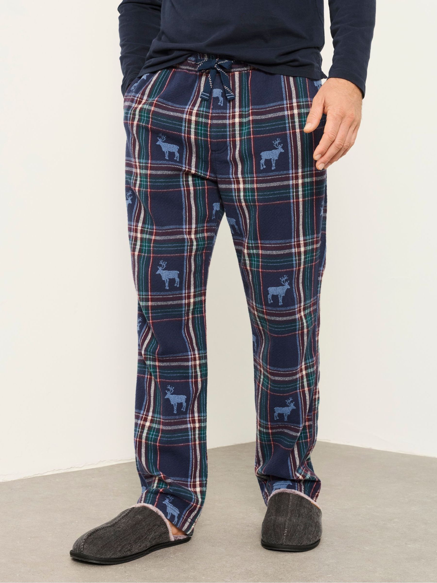 Navy - Regular Reindeer Jacquard Pyjama Bottom