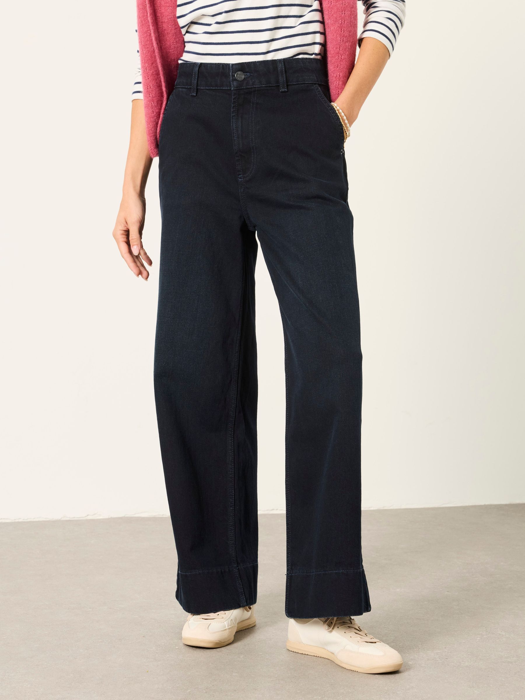 Blue Black Denim - Wide Leg Crop Jeans