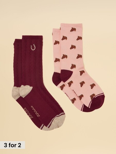 Pink & Berry Horse - Cotton Blend Socks 2 Pack (size 4-8)