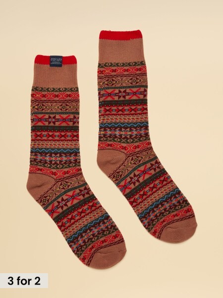 Mocha & Blue - Regular Fairisle Socks