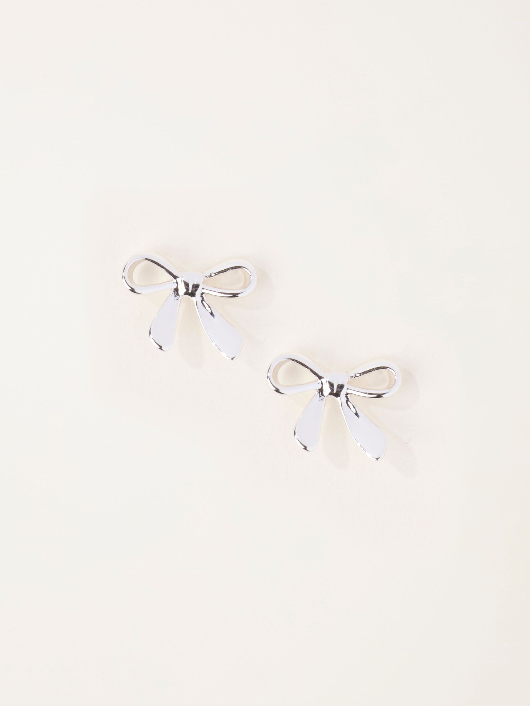 Silver Tone - Bow Stud Earrings