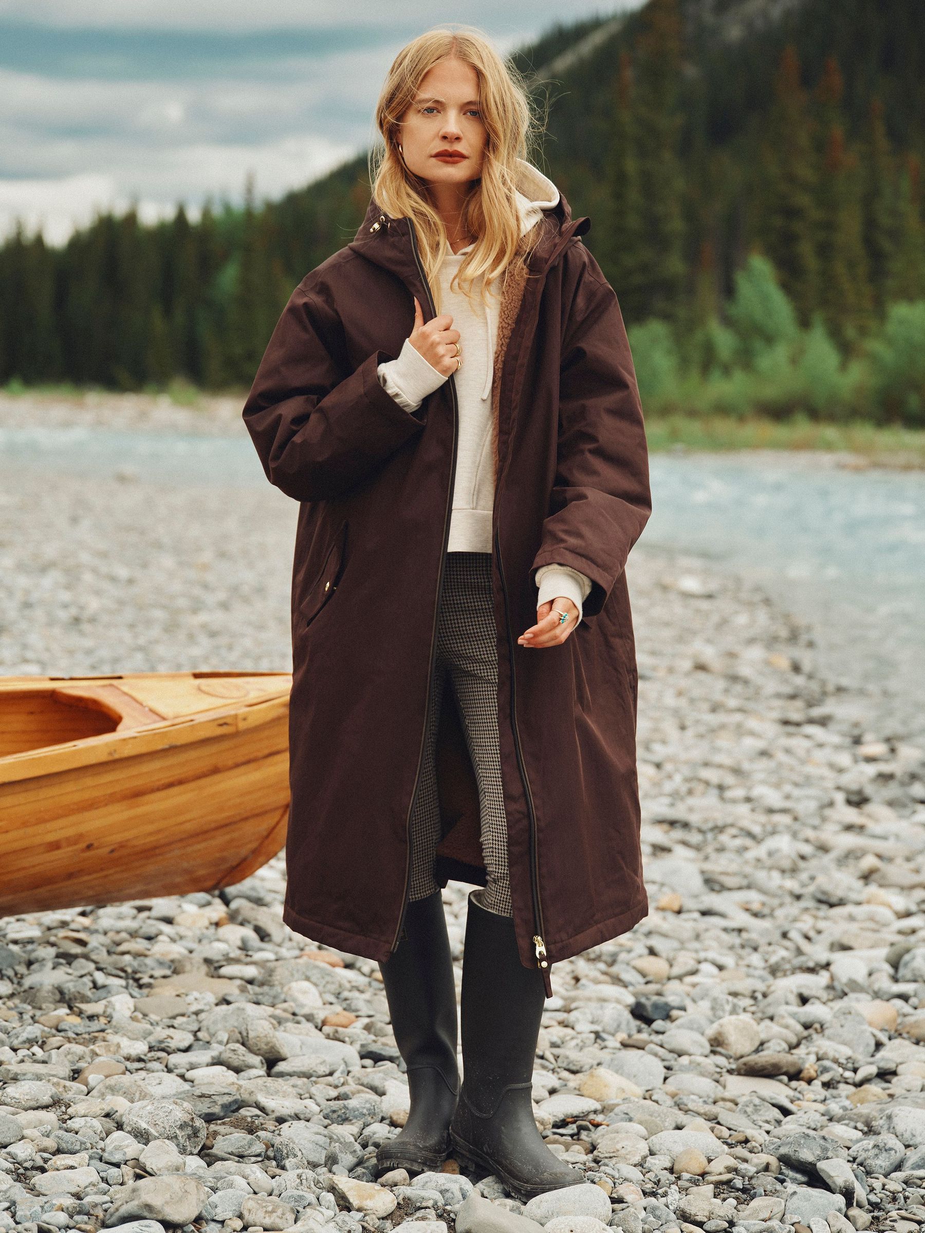 Chocolate Brown - Oversized Fleece Lined Waterproof Coat