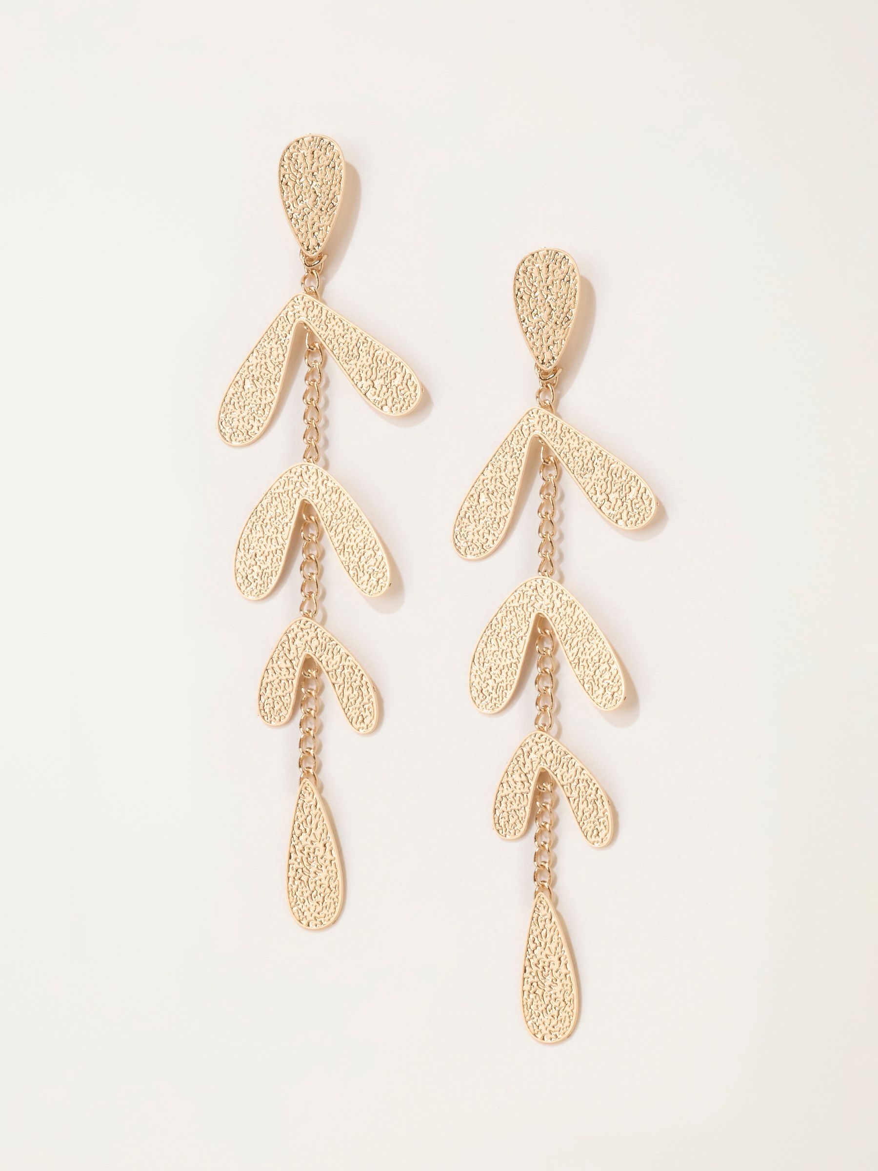 Gold Tone - Leaf Drop Earrings