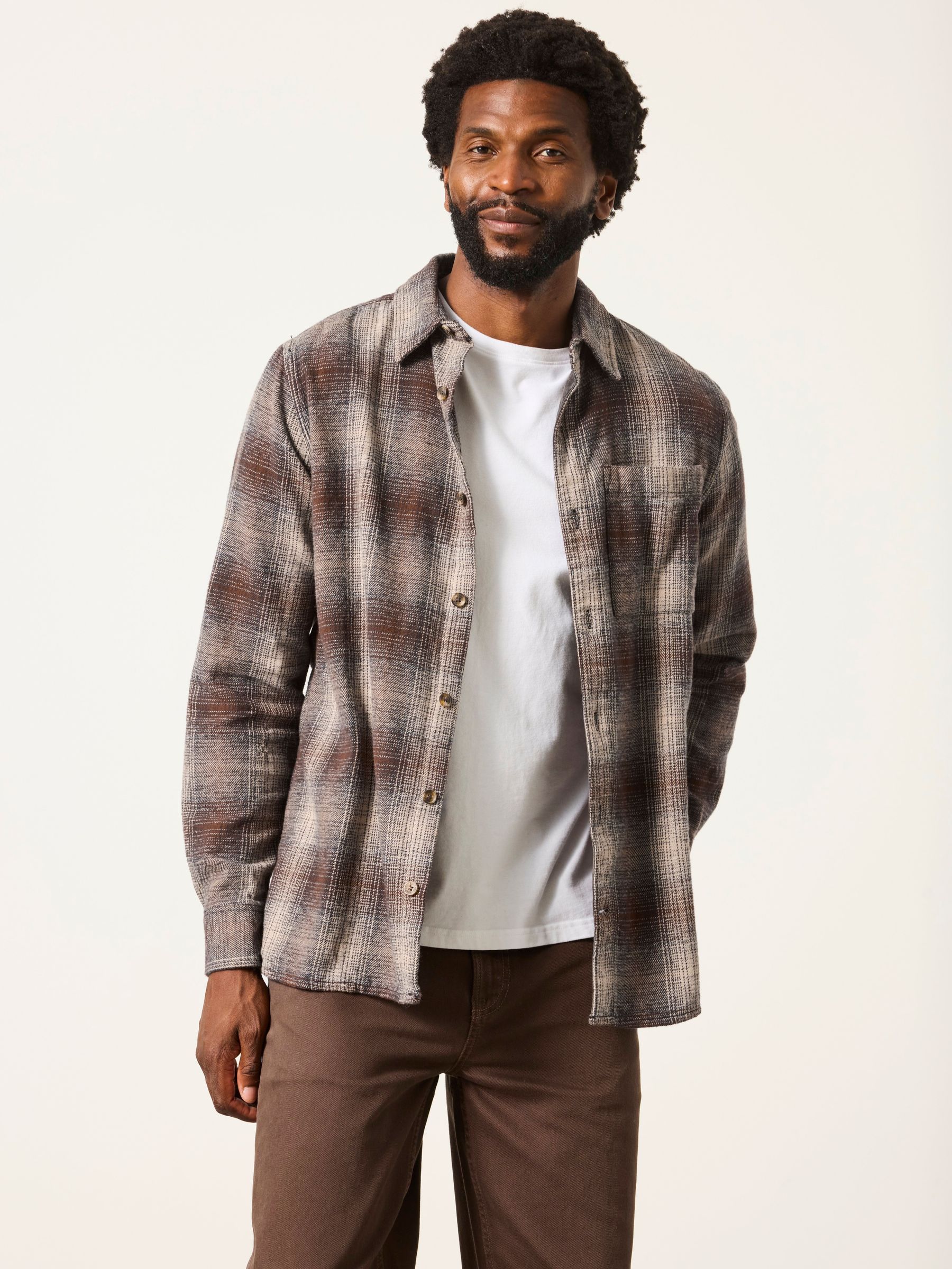 Brown - Regular Long Sleeve Crail Check Shirt