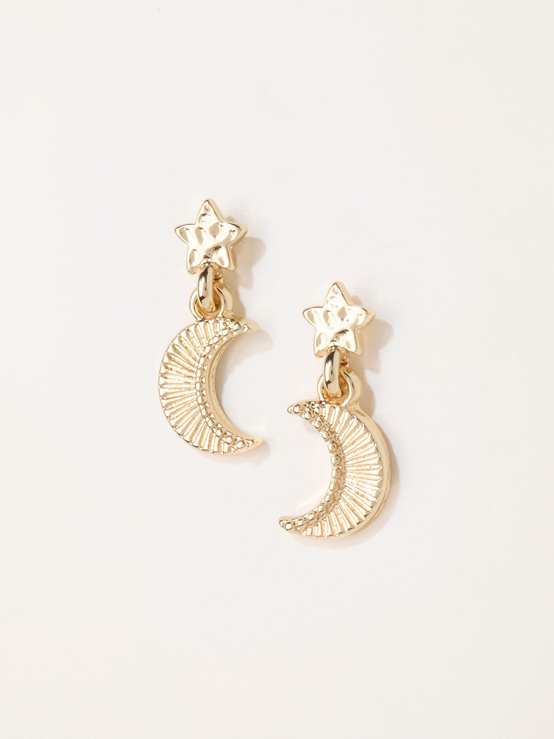 Gold Tone - Star Moon Earrings