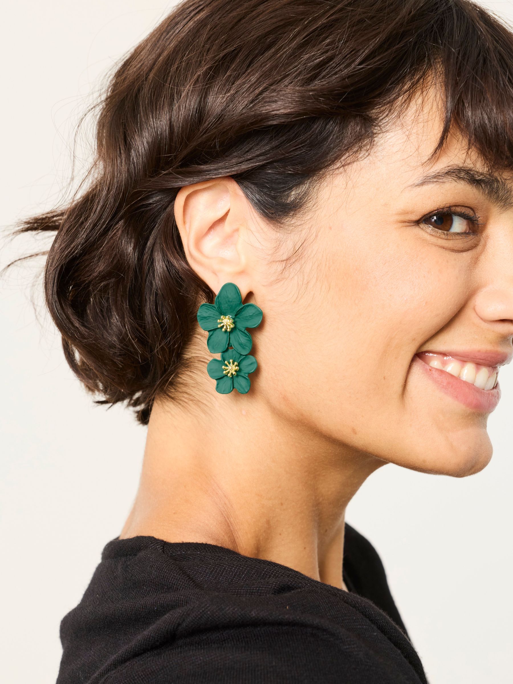 Green - Stament Floral Earrings