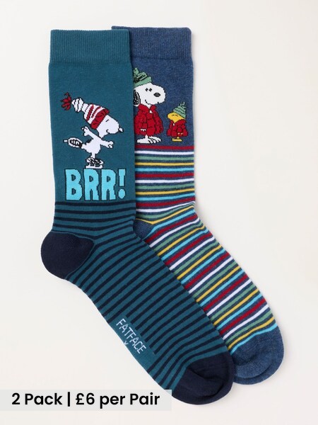 Navy - Regular Mens Snoopy Christmas Socks
