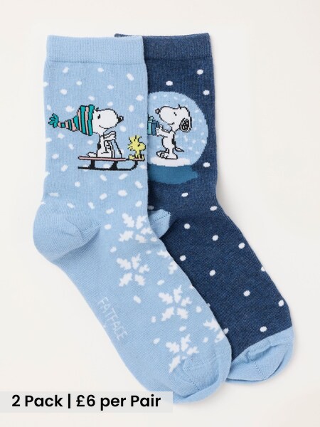 Light Blue - Womens Snoopy Christmas Socks