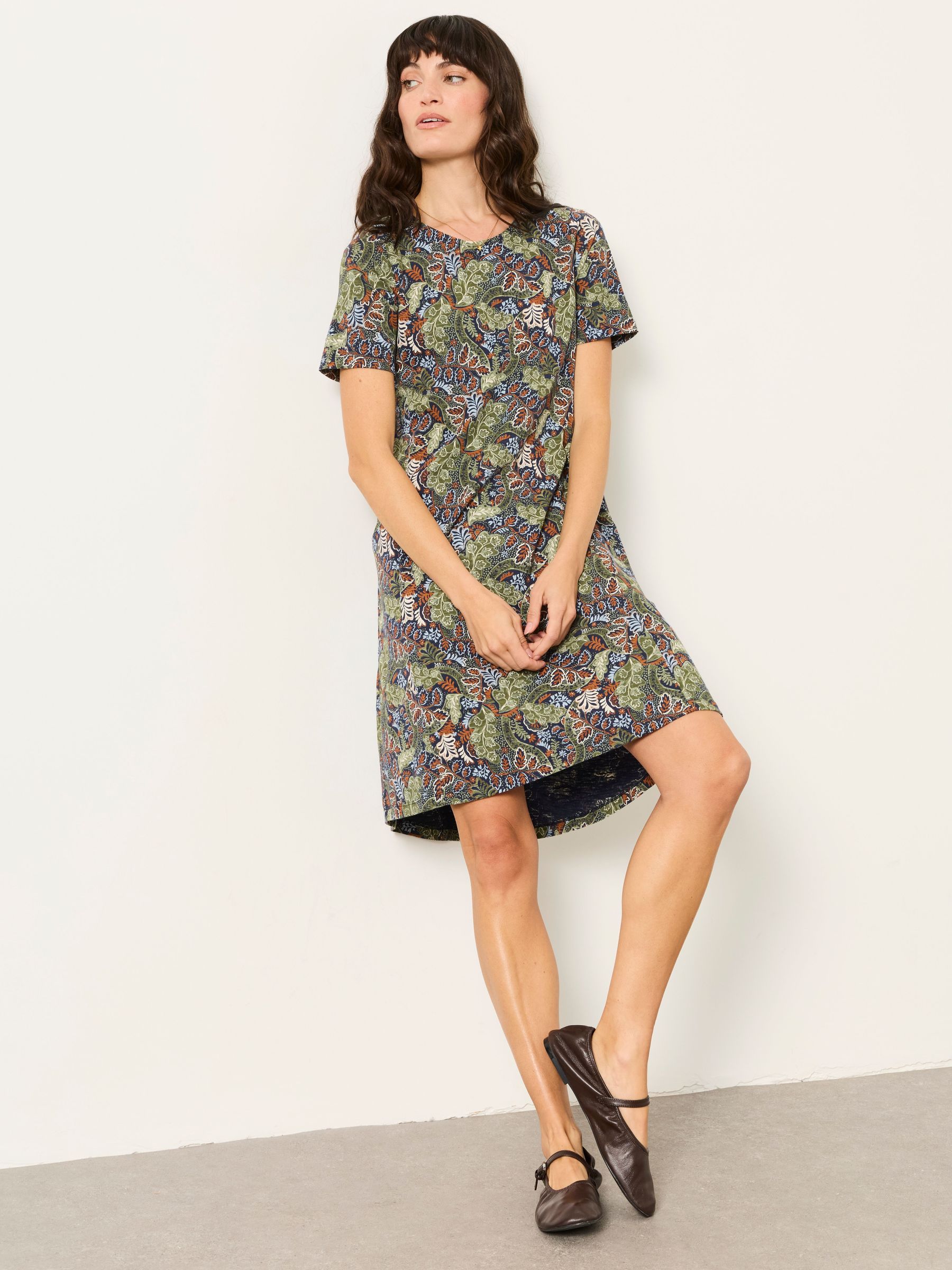 Navy Decorative Floral - Floral Jersey Dress