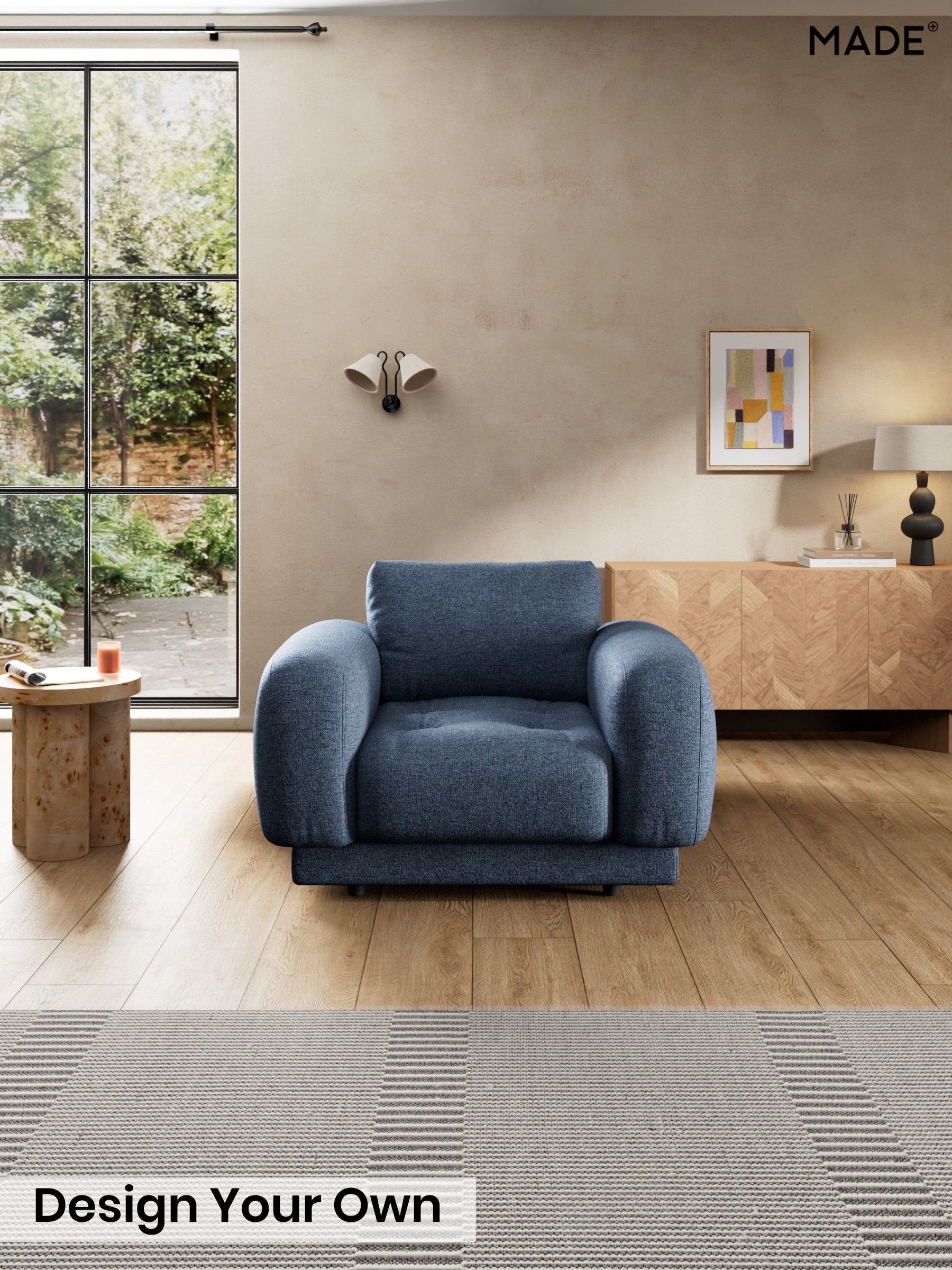 Boucle Textured Weave/Slate Blue - Flint By Made