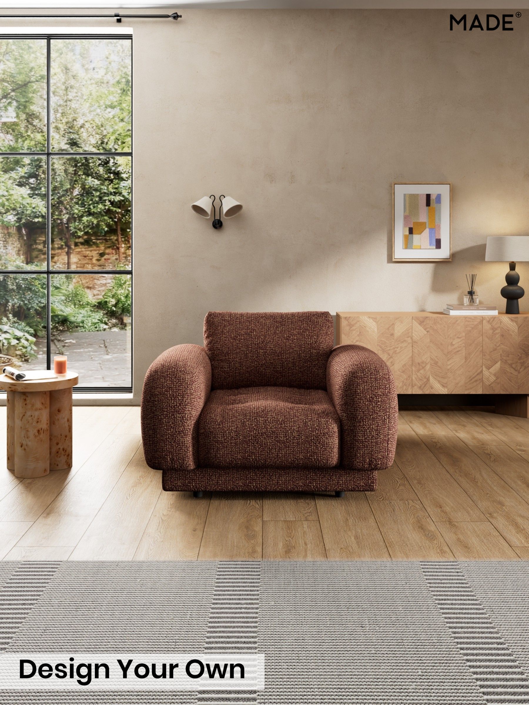 Tonal Boucle/Maroon Red and Light Caramel - Flint By Made