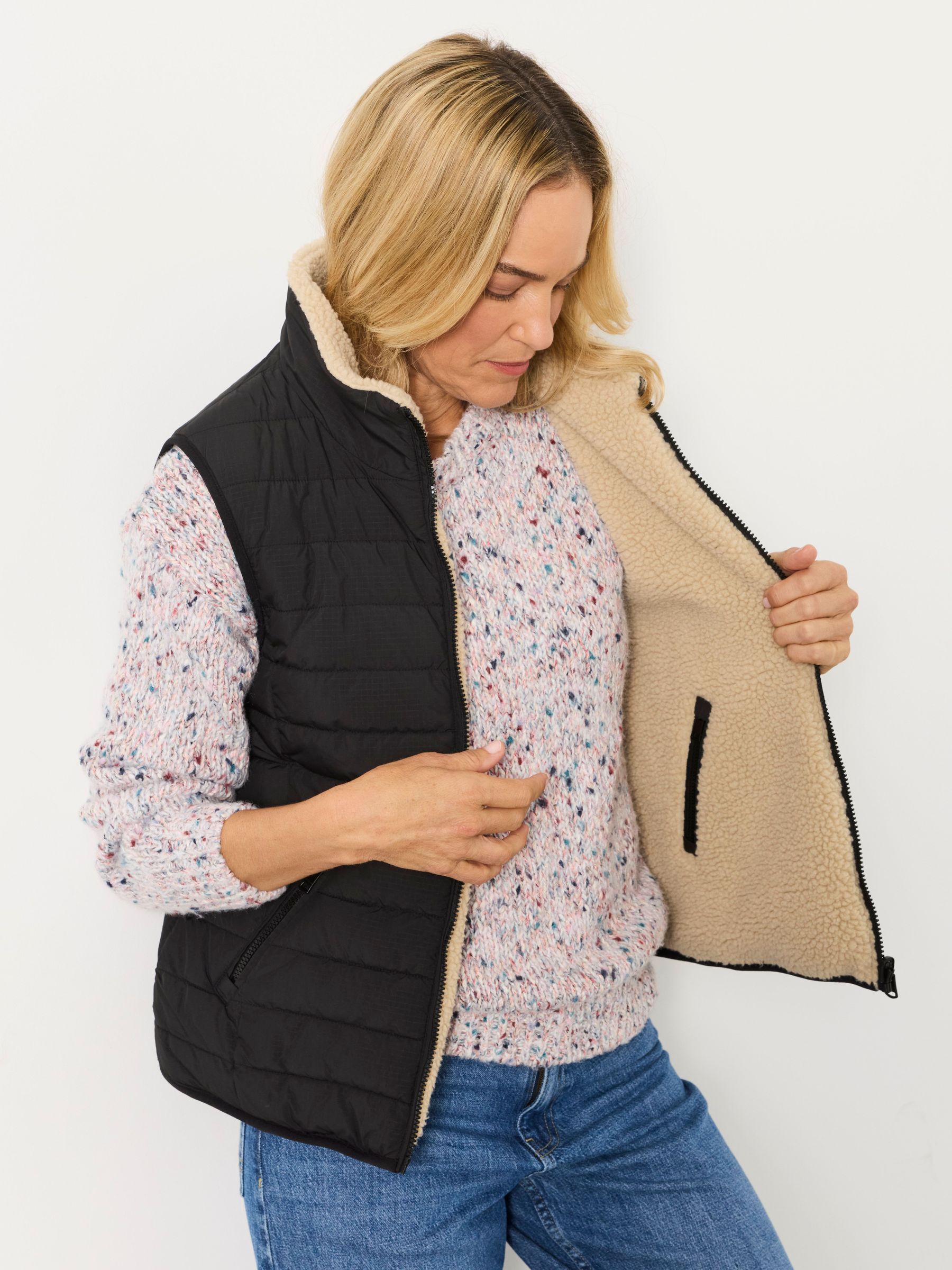 Black - Padded Borg Fleece Gilet