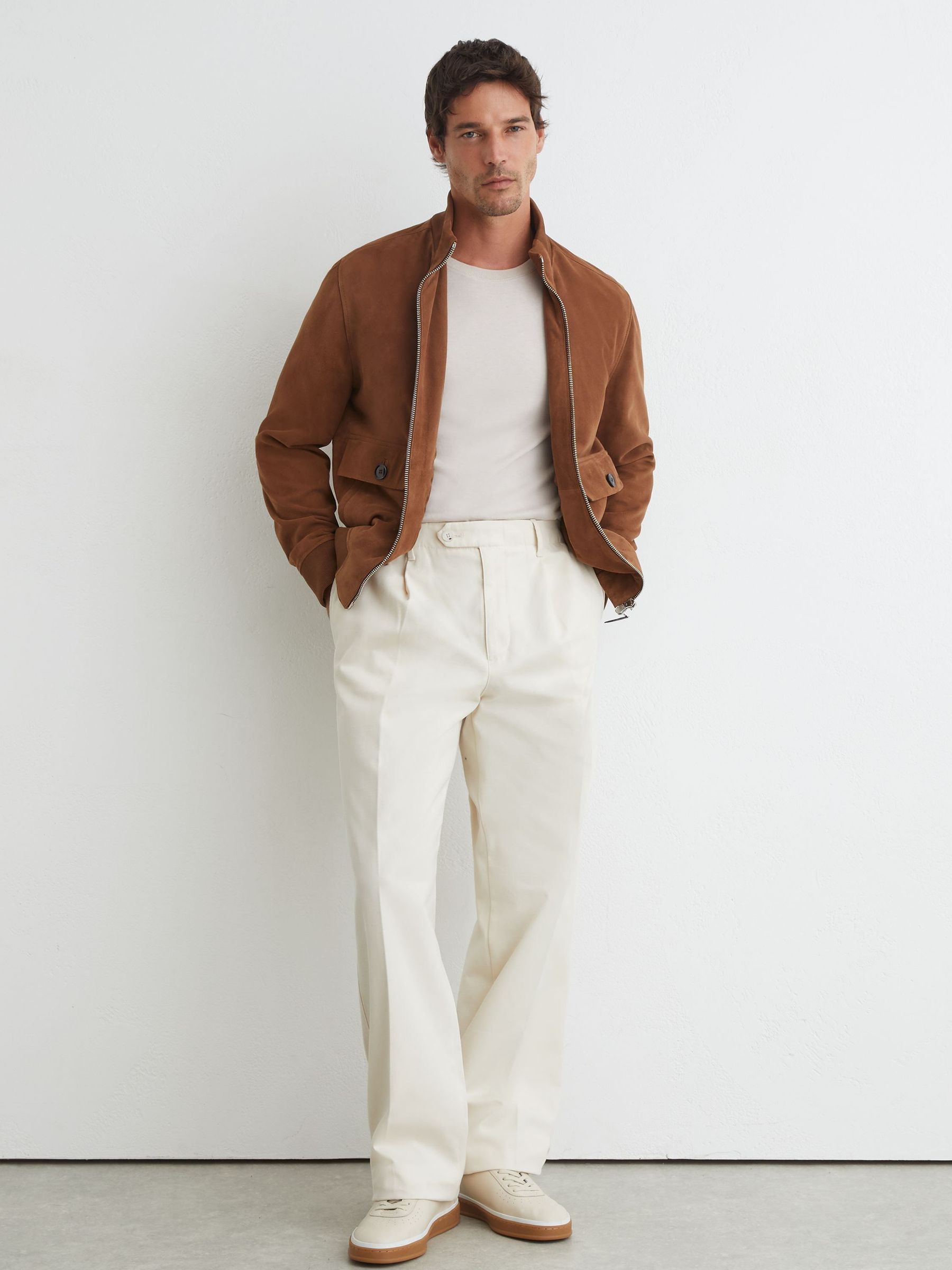 Stone - Regular Cotton Slub Pleated Relaxed-fit Trousers