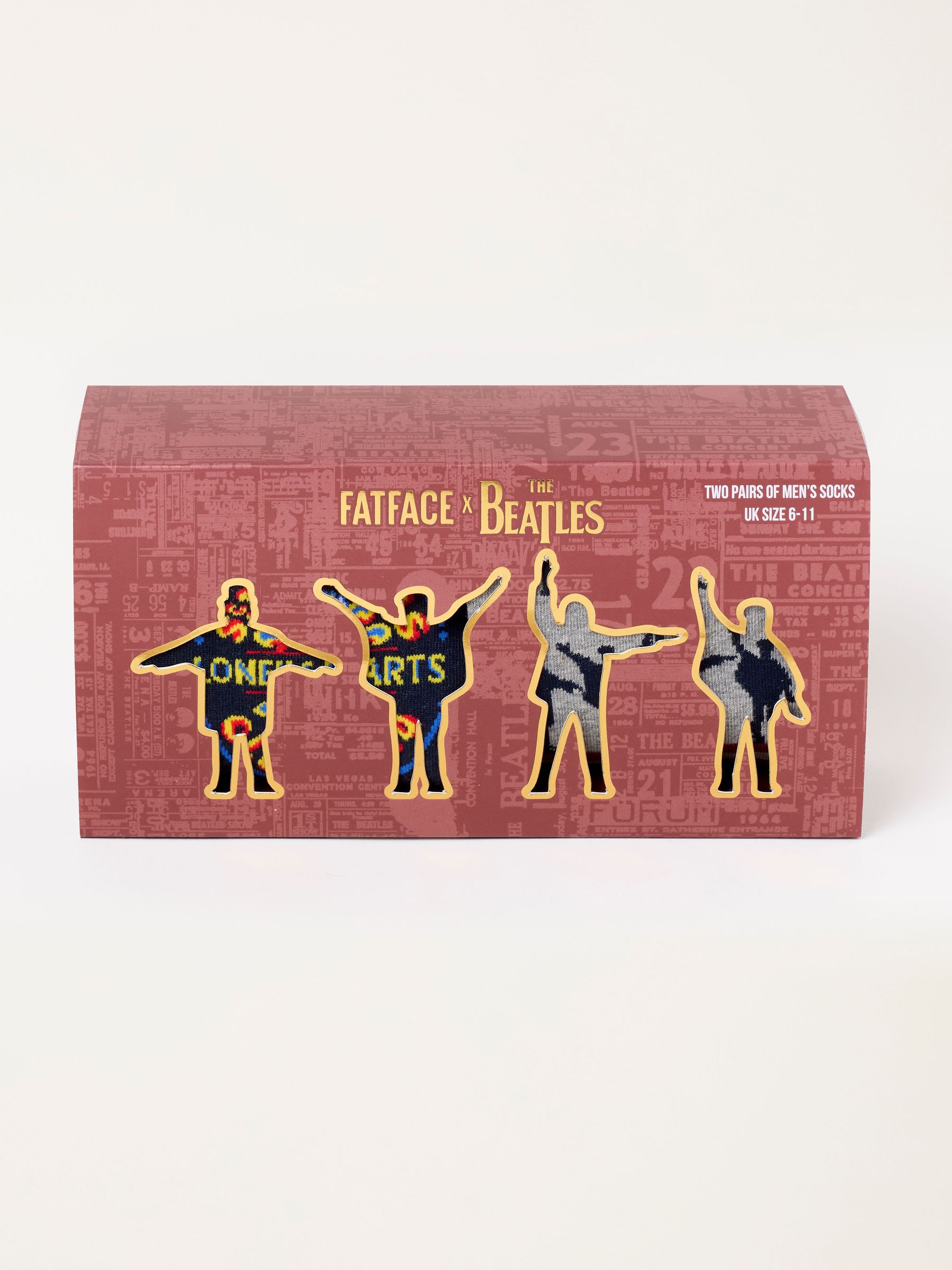 Multi - Regular 2 Pack Beatles Socks In A Gift Box