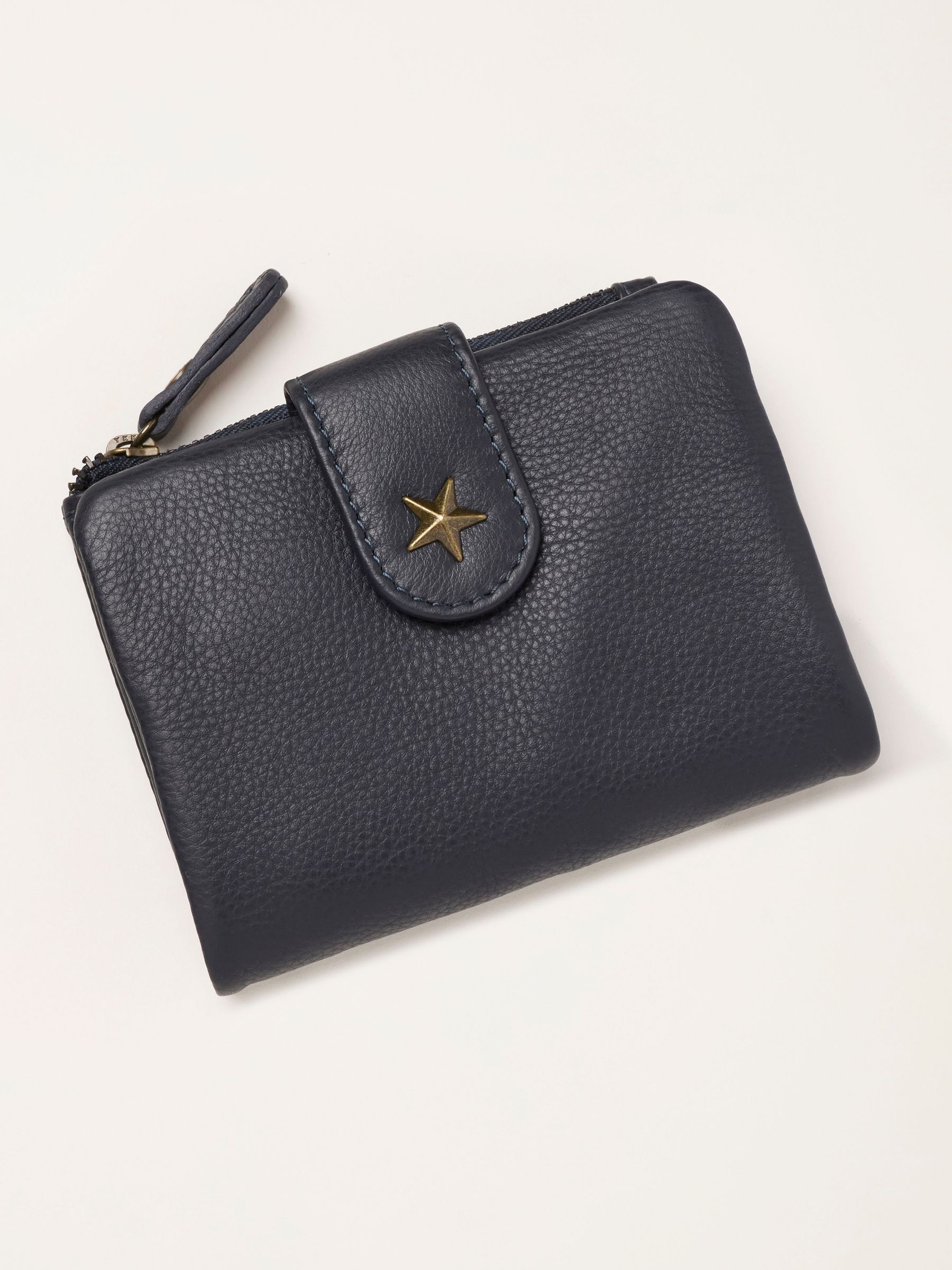 Navy - Star Detail Leather Purse