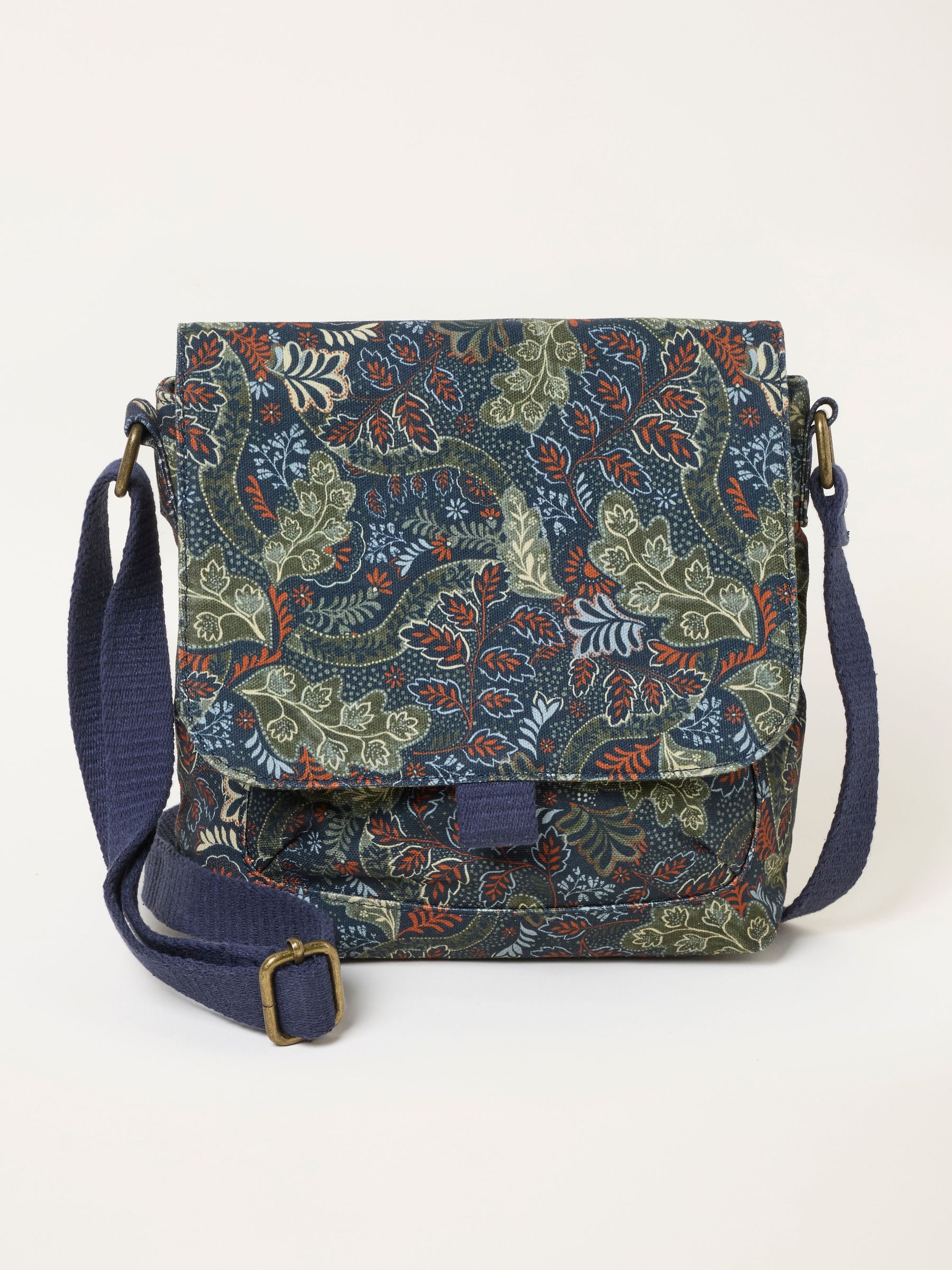 Green - Floral Canvas Crossbody Bag