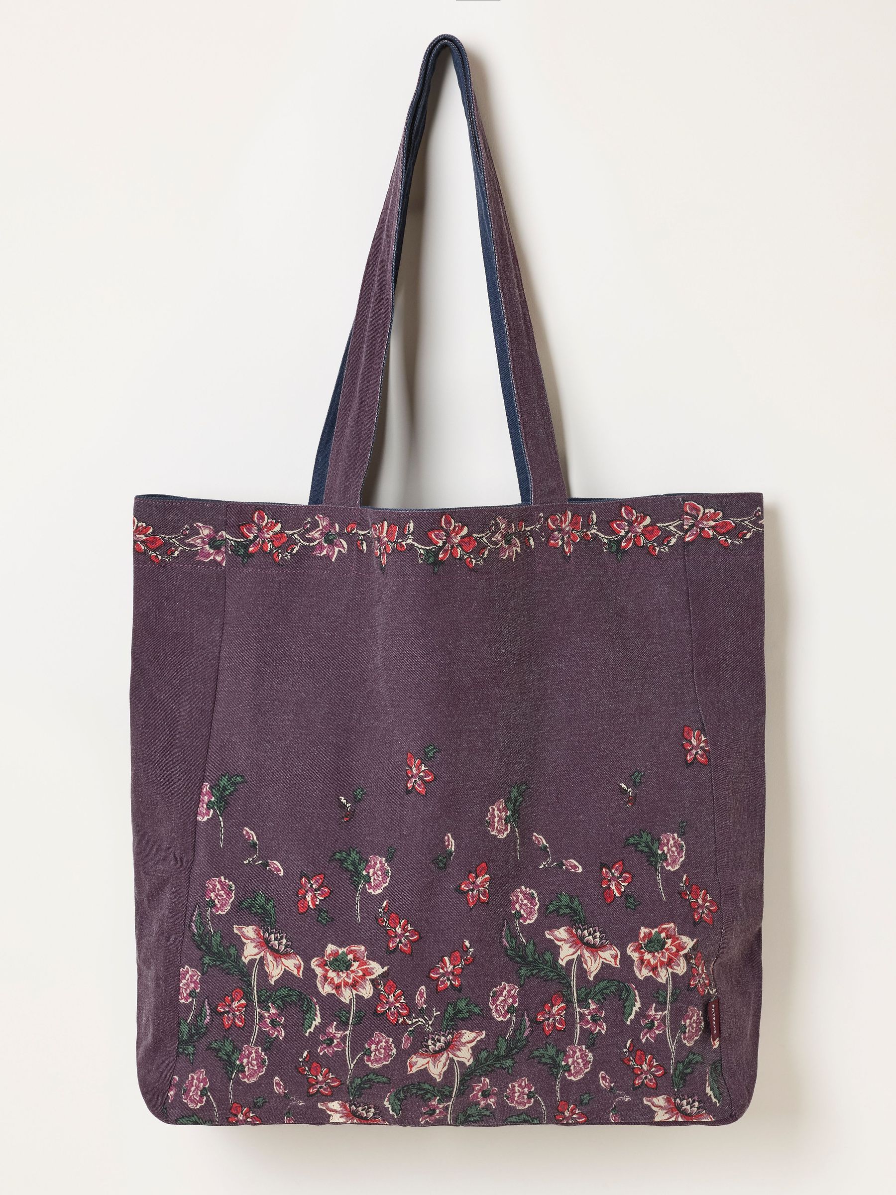 Navy - Floral Reversible Tote Bag