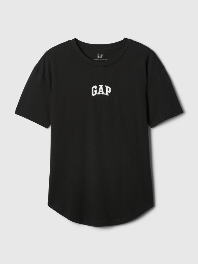 Black Organic Cotton Arch Logo Short Sleeve T-Shirt (H06441) | £18