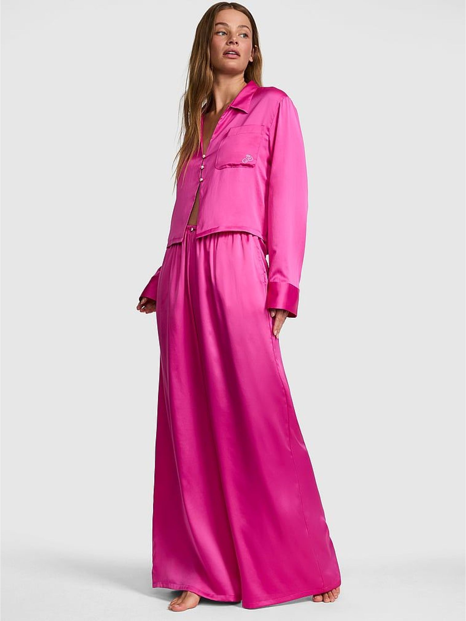 Pink Fire - Satin Long Pyjama Set