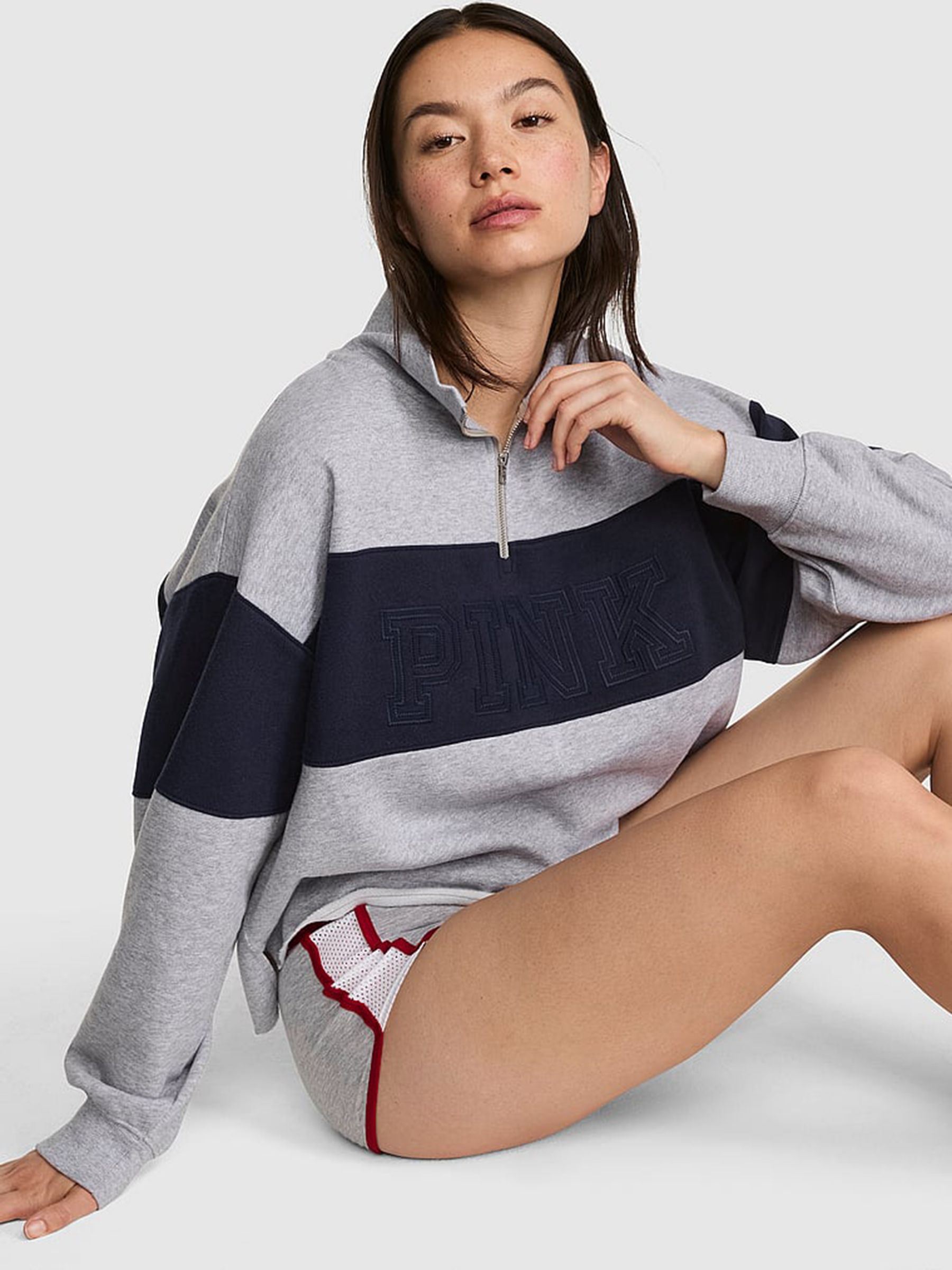 Medium Heather Grey - Quarter Zip Fleece Sweatshirt