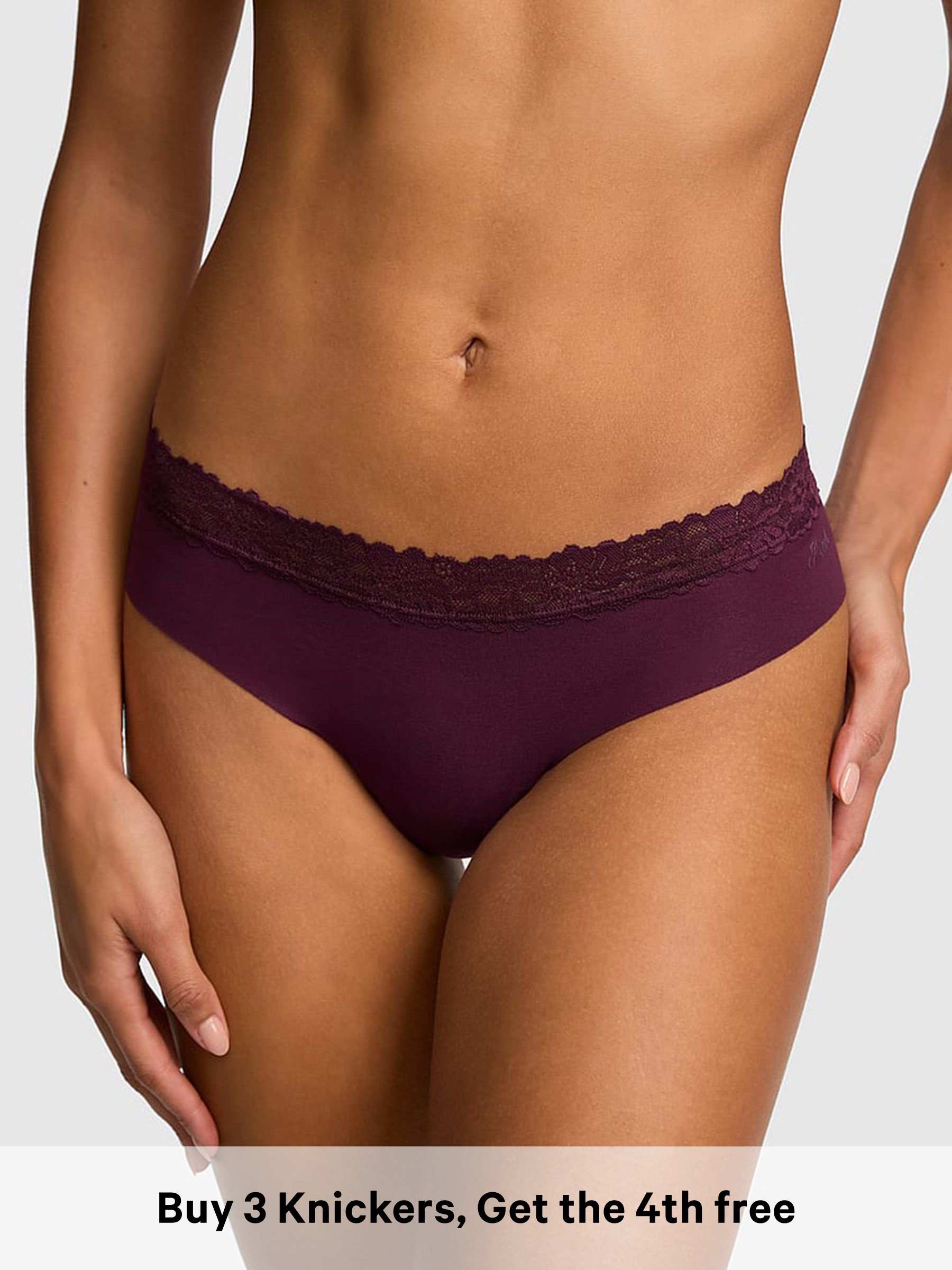 Purple Rose - G-string Lace Trim Knickers